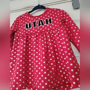 Colosseum Baby Girls Red Utah Utes Logo Long Sleeve Polka Dot Dress 3-6 Months